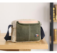 Canvas Leather Mens Womens Green Small 10'' Side Bag Blue Messenger Bag Small Courier Bag For Men - imessengerbags