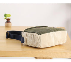 Canvas Leather Mens Womens Green Small 10'' Side Bag Blue Messenger Bag Small Courier Bag For Men - imessengerbags