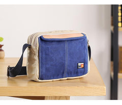 Canvas Leather Mens Womens Green Small 10'' Side Bag Blue Messenger Bag Small Courier Bag For Men - imessengerbags