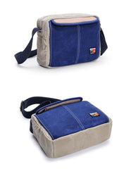 Canvas Leather Mens Womens Green Small 10'' Side Bag Blue Messenger Bag Small Courier Bag For Men - imessengerbags