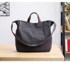 Canvas Leather Mens Womens Handbag Tote Bag White Shoulder Bag Tote Purse For Men - imessengerbags