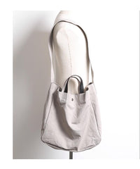 Canvas Leather Mens Womens Handbag Tote Bag White Shoulder Bag Tote Purse For Men - imessengerbags