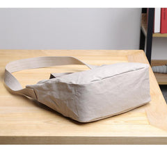 Canvas Leather Mens Womens Handbag Tote Bag White Shoulder Bag Tote Purse For Men - imessengerbags