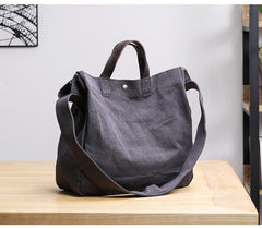 Canvas Leather Mens Womens Handbag Tote Bag White Shoulder Bag Tote Purse For Men - imessengerbags