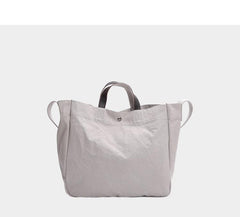 Canvas Leather Mens Womens Handbag Tote Bag White Shoulder Bag Tote Purse For Men - imessengerbags
