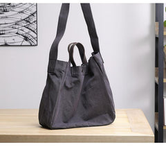 Canvas Leather Mens Womens Handbag Tote Bag White Shoulder Bag Tote Purse For Men - imessengerbags