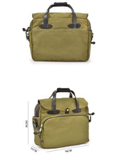 Canvas Leather Mens Khaki Briefcase 15'' Side Bag Messenger Bag Shoulder Bag For Men - imessengerbags