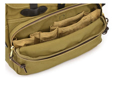 Canvas Leather Mens Khaki Briefcase 15'' Side Bag Messenger Bag Shoulder Bag For Men - imessengerbags