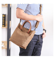 Canvas Leather Mens Womens Large White Handbag Tote Bag Khaki Shoulder Tote Purse For Men - imessengerbags