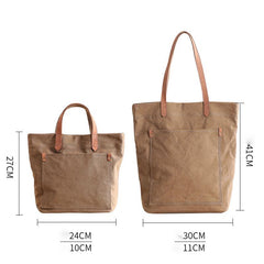 Canvas Leather Mens Womens Large White Handbag Tote Bag Khaki Shoulder Tote Purse For Men - imessengerbags