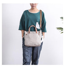 Canvas Leather Mens Womens Large White Handbag Tote Bag Khaki Shoulder Tote Purse For Men - imessengerbags