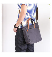 Canvas Leather Mens Womens Large White Handbag Tote Bag Khaki Shoulder Tote Purse For Men - imessengerbags