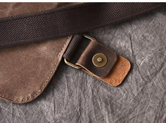 Canvas Leather Mens Large Khaki Side Bag 14'' Brown Messenger Bag Shoulder Bag For Men - imessengerbags