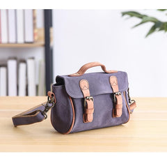 Canvas Leather Mens Womens Green Portable Side Bag Khaki Messenger Bag Small Courier Bag For Men - imessengerbags