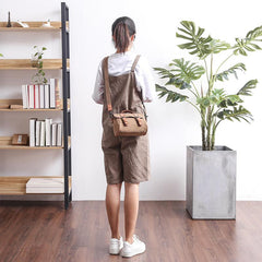 Canvas Leather Mens Womens Green Portable Side Bag Khaki Messenger Bag Small Courier Bag For Men - imessengerbags