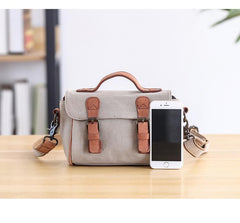 Canvas Leather Mens Womens Green Portable Side Bag Khaki Messenger Bag Small Courier Bag For Men - imessengerbags