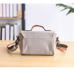 Canvas Leather Mens Womens Green Portable Side Bag Khaki Messenger Bag Small Courier Bag For Men - imessengerbags
