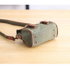 Canvas Leather Mens Womens Green Portable Side Bag Khaki Messenger Bag Small Courier Bag For Men - imessengerbags