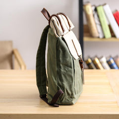 Waxed Canvas Mens Womens 15‘’ Computer Backpack Green School Backpack Hiking Backpack for Men - imessengerbags