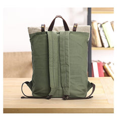 Waxed Canvas Mens Womens 15‘’ Computer Backpack Green School Backpack Hiking Backpack for Men - imessengerbags
