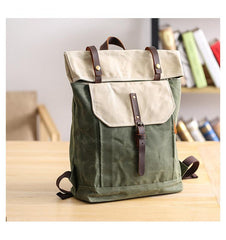 Waxed Canvas Mens Womens 15‘’ Computer Backpack Green School Backpack Hiking Backpack for Men - imessengerbags