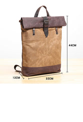 Waxed Canvas Mens Womens 14'' Travel Backpack Roll Up Backpack School Backpack for Men - imessengerbags