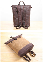 Waxed Canvas Mens Womens 14'' Travel Backpack Roll Up Backpack School Backpack for Men - imessengerbags