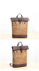 Waxed Canvas Mens Womens 14'' Travel Backpack Roll Up Backpack School Backpack for Men - imessengerbags