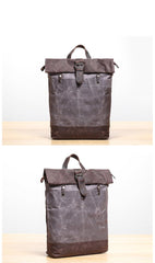 Waxed Canvas Mens Womens 14'' Travel Backpack Roll Up Backpack School Backpack for Men - imessengerbags