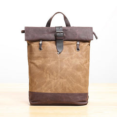 Waxed Canvas Mens Womens 14'' Travel Backpack Roll Up Backpack School Backpack for Men - imessengerbags