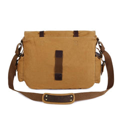 Canvas Leather Women Mens Blue 15'' Messenger Bag Khaki Side Bag Brown Shoulder Bag For Men - imessengerbags