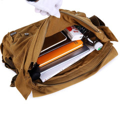 Canvas Leather Women Mens Blue 15'' Messenger Bag Khaki Side Bag Brown Shoulder Bag For Men - imessengerbags