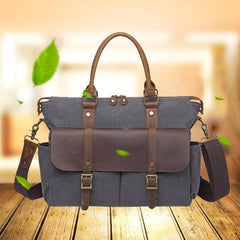 Canvas Leather Mens Womens Handbag Briefcase Bag Side Bag Travel Bag for Women - imessengerbags