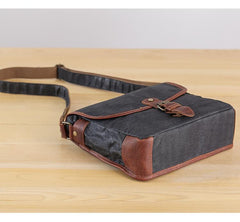 Canvas Mens Small Side Bag 10'' Courier Bag Black Postman Bag Messenger Bag for Men - imessengerbags