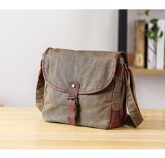 Canvas Mens Small Side Bag 10'' Courier Bag Black Postman Bag Messenger Bag for Men