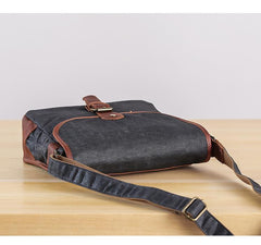 Canvas Mens Small Side Bag 10'' Courier Bag Black Postman Bag Messenger Bag for Men - imessengerbags