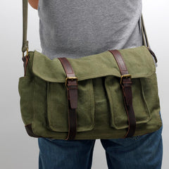 Canvas Mens Side Bag 15'' Black Large Courier Bag Postman Bag Messenger Bag for Men - imessengerbags