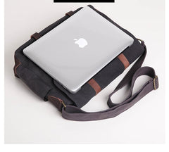 Canvas Mens Side Bag 15'' Black Large Courier Bag Postman Bag Messenger Bag for Men - imessengerbags