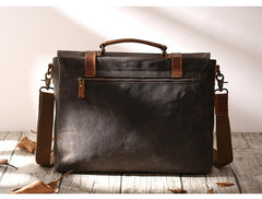 Canvas Leather Mens Side Bag Gray 14'' Briefcase Postman Bag Messenger Bag for Men - imessengerbags