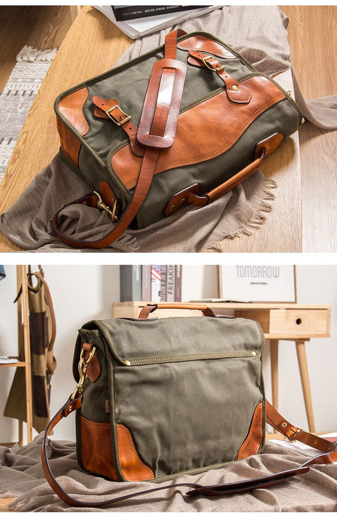 Dakota waxed canvas messenger top bag