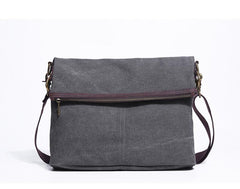 Canvas Mens 13‘’ Side Bag Courier Bag Gray Postman Bag Messenger Bag for Men - imessengerbags