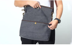Canvas Mens 13‘’ Side Bag Courier Bag Gray Postman Bag Messenger Bag for Men - imessengerbags