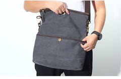 Canvas Mens 13‘’ Side Bag Courier Bag Gray Postman Bag Messenger Bag for Men