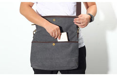 Canvas Mens 13‘’ Side Bag Courier Bag Gray Postman Bag Messenger Bag for Men - imessengerbags