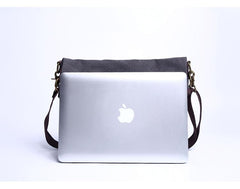 Canvas Mens 13‘’ Side Bag Courier Bag Gray Postman Bag Messenger Bag for Men - imessengerbags