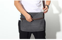 Canvas Mens 13‘’ Side Bag Courier Bag Gray Postman Bag Messenger Bag for Men - imessengerbags