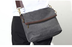 Canvas Mens 13‘’ Side Bag Courier Bag Gray Postman Bag Messenger Bag for Men - imessengerbags