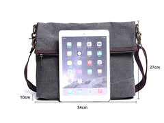 Canvas Mens 13‘’ Side Bag Courier Bag Gray Postman Bag Messenger Bag for Men - imessengerbags