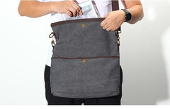 Canvas Mens 13‘’ Side Bag Courier Bag Gray Postman Bag Messenger Bag for Men - imessengerbags