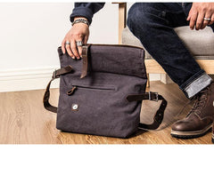 Canvas Mens Womens Casual Beige 12‘’ Courier Bag Side Bag Messenger Bag for Men - imessengerbags